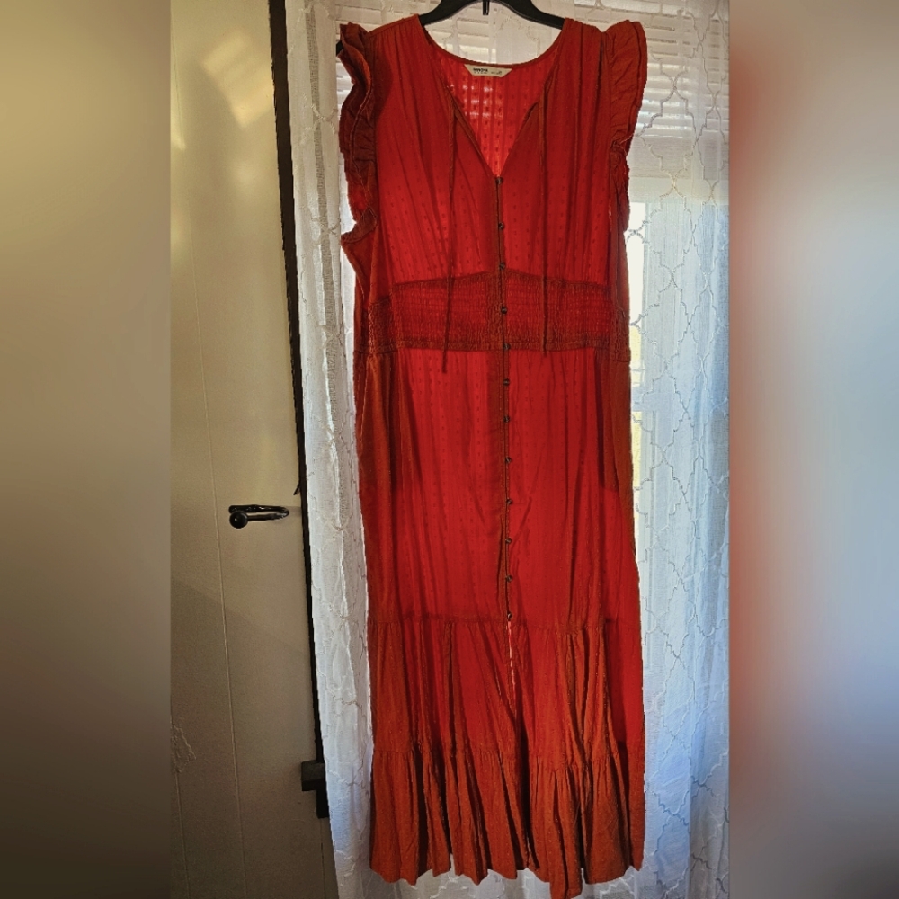 Sonoma Red Button-Down Maxi Dress